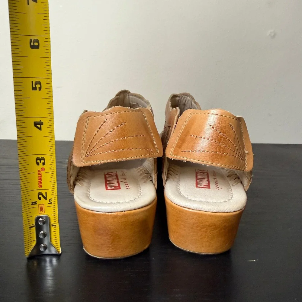 Pikolinos Womens Floral Laser Cut Leather Slingback Wedge Western Sandals Sz 42